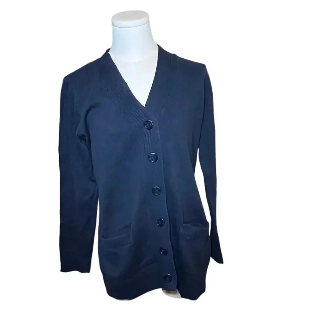 Pendleton Cardigan Women Medium Blue‎ Cotton Preppy  Pockets Classic Academia